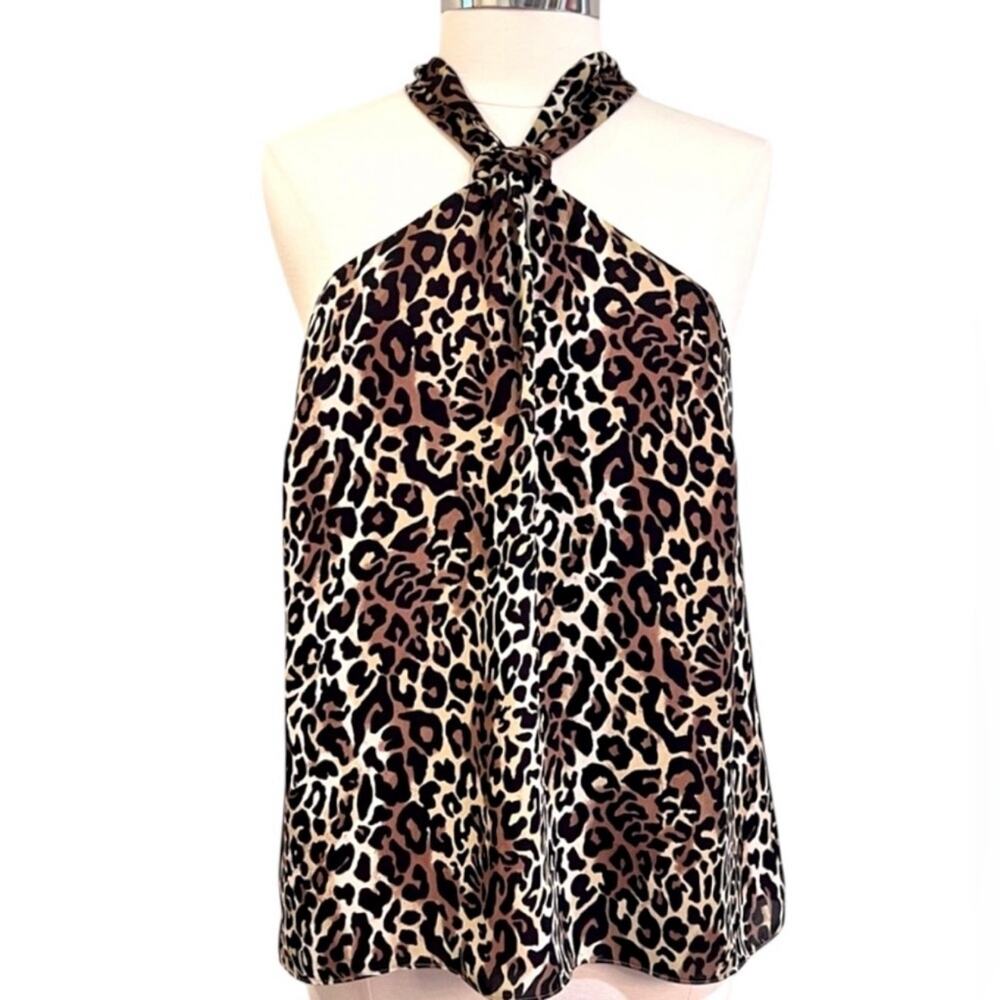 Lilly Pulitzer Leopard Print Halter Neck Sleeveless Blouse Top Size XS